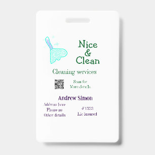 Green blue gitter clean mop add name address q r b badge
