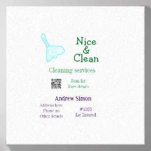 Green blue gitter clean mop add name address q r b canvas photo tile 