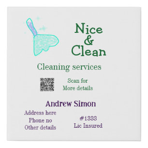 Green blue gitter clean mop add name address q r b faux canvas print
