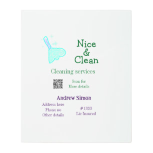 Green blue gitter clean mop add name address q r b metal print