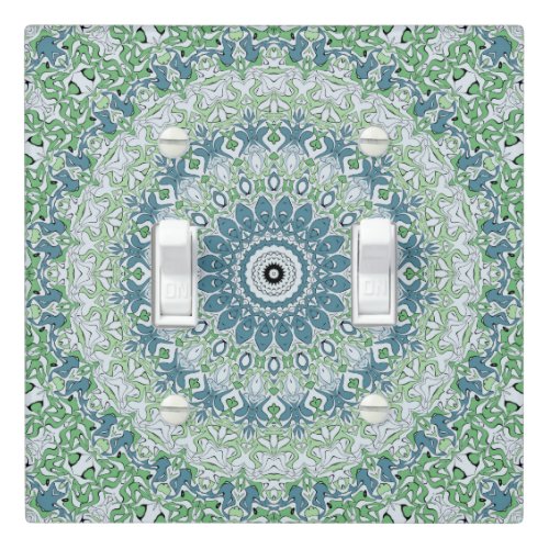 Green Blue Gray Coastal Mandala Kaleidoscope Light Switch Cover