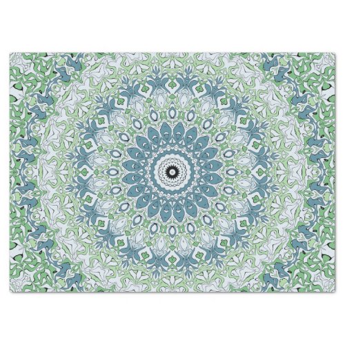 Green Blue Gray Coastal Mandala Kaleidoscope Tissue Paper