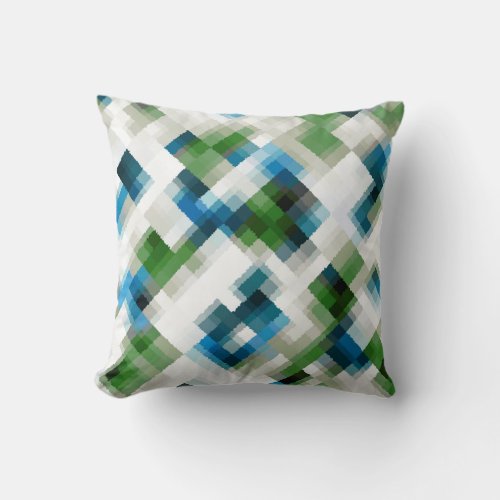 Green Blue Gray White Abstract Pattern  Throw Pillow