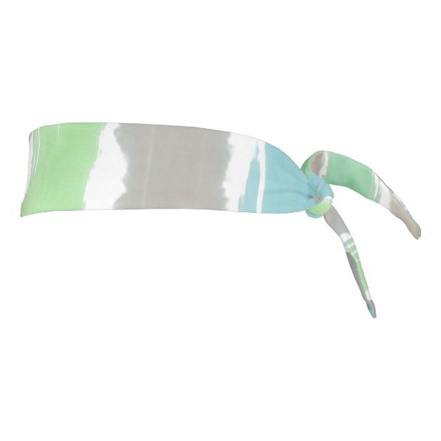 Green Blue Gray White Watercolor Stripes Tie Headband (Rotate 90)