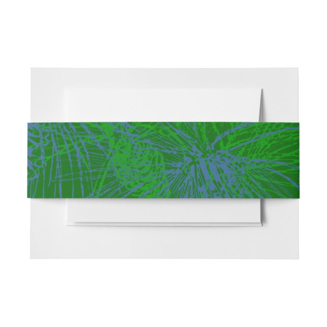 Green Blue Holiday Pine Pattern Invitation Belly Band (Front Example)