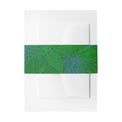 Green Blue Holiday Pine Pattern Invitation Belly Band