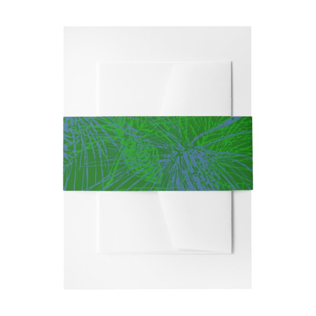 Green Blue Holiday Pine Pattern Invitation Belly Band (Front Example)