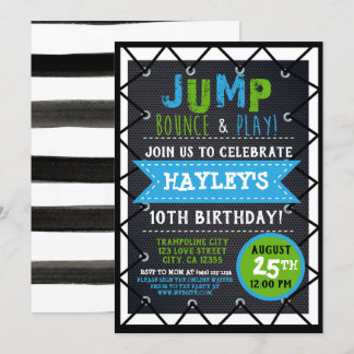 Green & Blue Jump & Play Trampoline Park Bounce Invitation