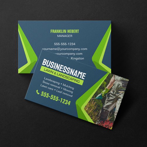 Green  Blue Landscaping Mowing Lawn Maintenance Business Card