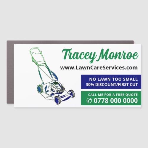Green  Blue Lawn_Mower Lawn Care Services Car Magnet