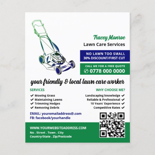 Green  Blue Lawn_Mower Lawn Care Services Flyer