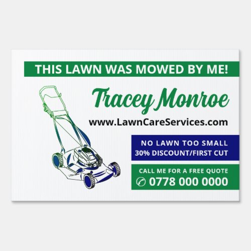 Green  Blue Lawn_Mower Lawn Care Services Sign