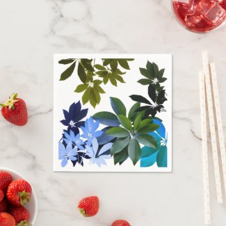 Green & Blue  Leaves Standard Cocktail Napkin
