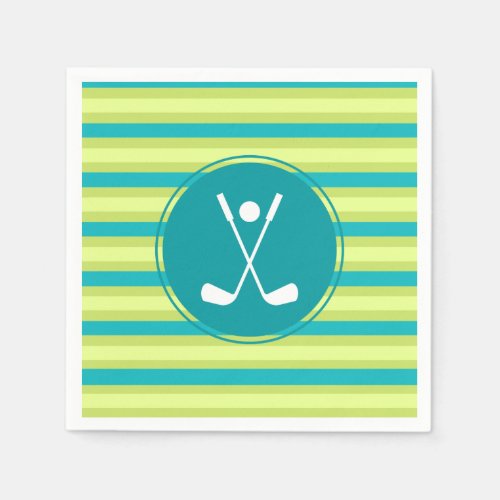 Green  Blue Line Stylish Elegant Golf Lover Sport Napkins