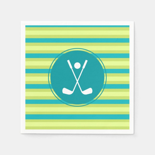Green & Blue Line Stylish Elegant Golf Lover Sport Napkins (Front)