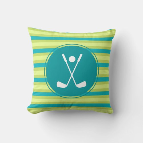 Green  Blue Line Stylish Elegant Golf Lover Sport Throw Pillow