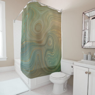 Green & Blue Marble Shower Curtains