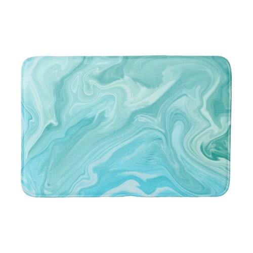 Green  Blue Marble Swirl Abstract Ocean Breeze Bath Mat