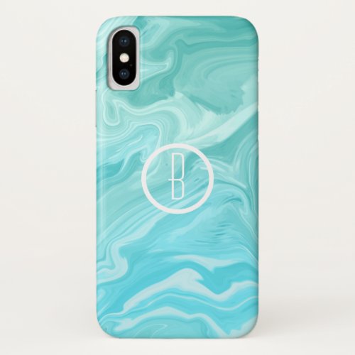Green  Blue Marble Swirl Abstract Ocean Breeze iPhone XS Case