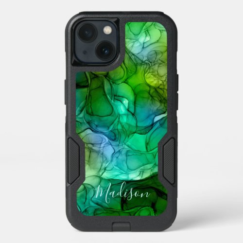 Green blue marbling dreams iPhone 13 case