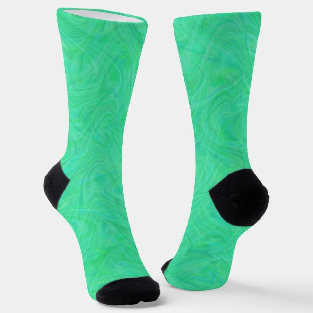 Green Blue Marbling Pattern Socks (Angled)