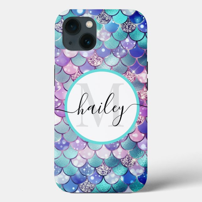 green blue  mermaid skin with glitter Case-Mate i iPhone Case (Back)