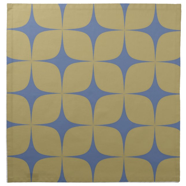 Green Blue Mid Century Modern Boho Geometric  Cloth Napkin (Front)