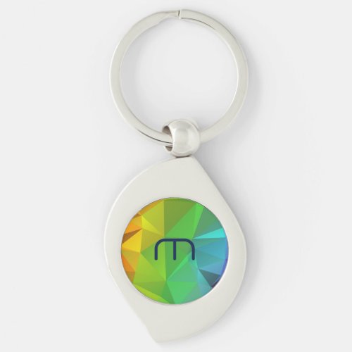 Green  Blue Modern Geometric Pattern Keychain