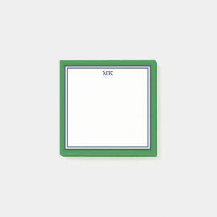 Green Blue Monogrammed Post-it Notes