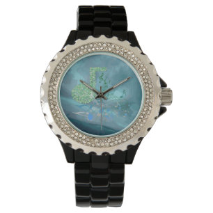 Green & Blue Music Notes Abstract 2 Watch