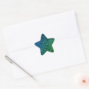 Green Blue Ombre Glitter Sparkle Sparkly Pattern  Star Sticker