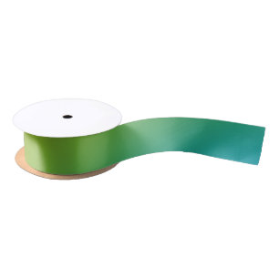 Green Blue Ombre Gradient Blur Abstract Design Satin Ribbon