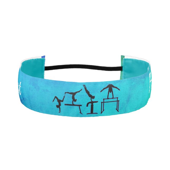 Green / Blue Ombre Gymnast Headband w/ Her Name! (Front)