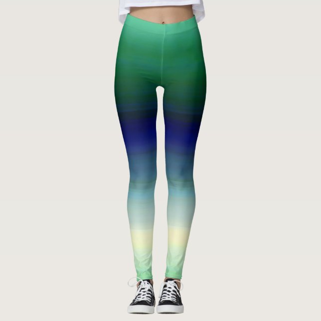 Green Blue Ombre Leggings (Front)