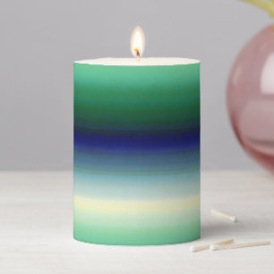 Green Blue Ombre Pillar Candle