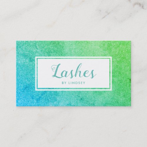 Green Blue Ombre Sparkle Glitter Lashes Make Up Business Card