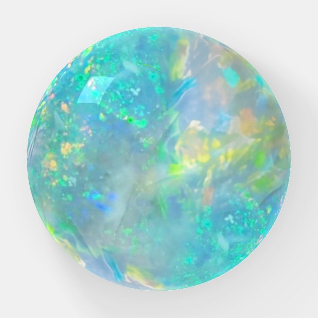 green blue opal gemstone paperweight (Front)