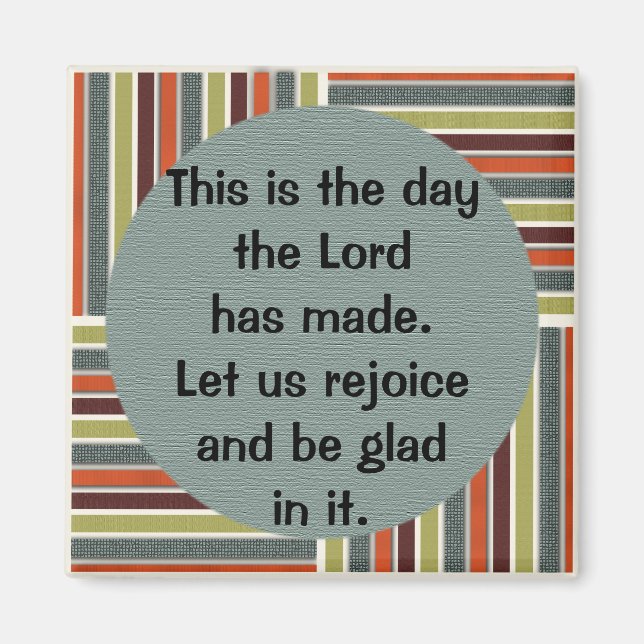 Green Blue Orange Striped Bible Verse Magnet (Front)