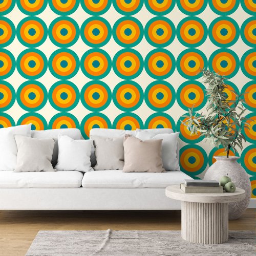 Green Blue Orange Yellow Round Circles Pattern Wallpaper