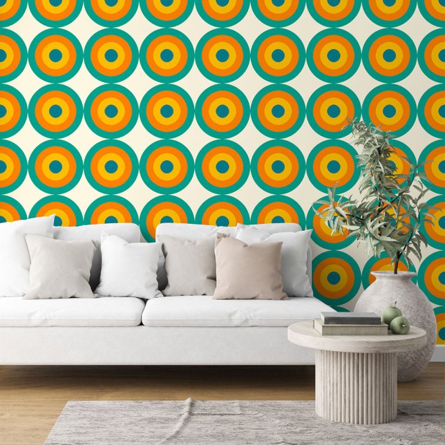 Green Blue Orange Yellow Round Circles Pattern Wallpaper (Creator Uploaded)