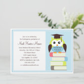 Green/Blue Owl Graduation Party Invitation (Standing Front)