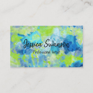 Green Blue Paint Background Artistic Coloring Business Card