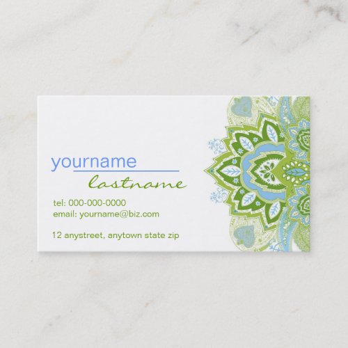Green Blue Paisley Business Card Template
