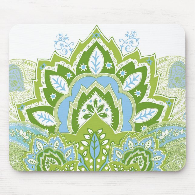 Green Blue Paisley Mousepad (Front)