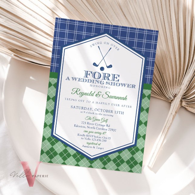 Green Blue PAR-TEE Golf Couple Shower Invitation (Creator Uploaded)