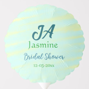 Green blue pastel watercolor bridal shower name da balloon