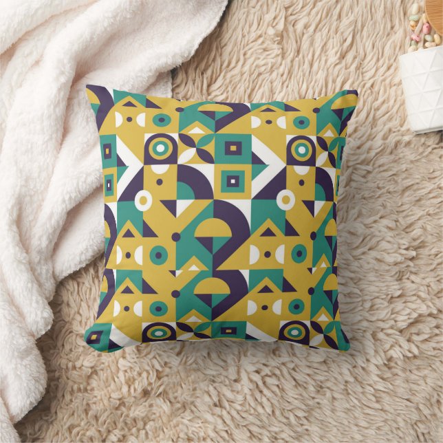 green & blue patterns throw pillow (Blanket)