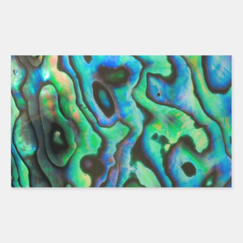 Green blue paua abalone shell rectangular sticker