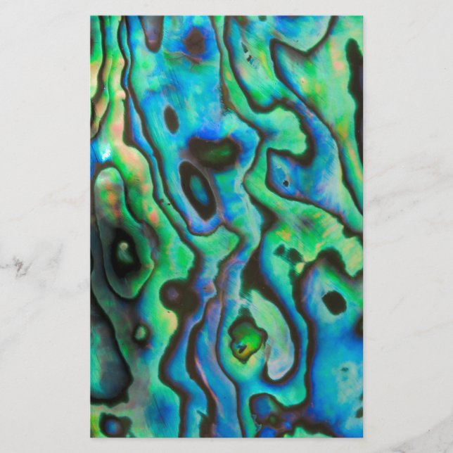 Green blue paua abalone shell stationery (Front)