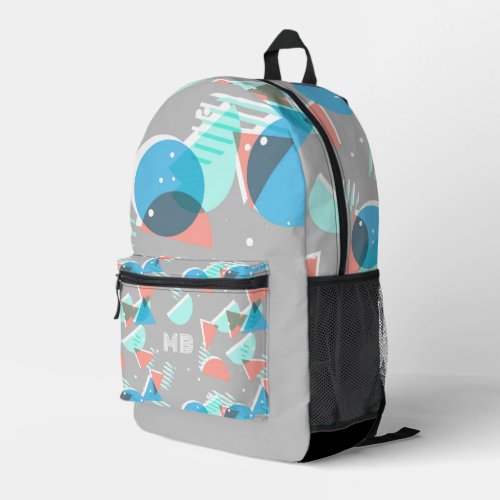 Green Blue Peach Orange Gray Midcentury Art Printed Backpack